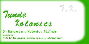 tunde kolonics business card